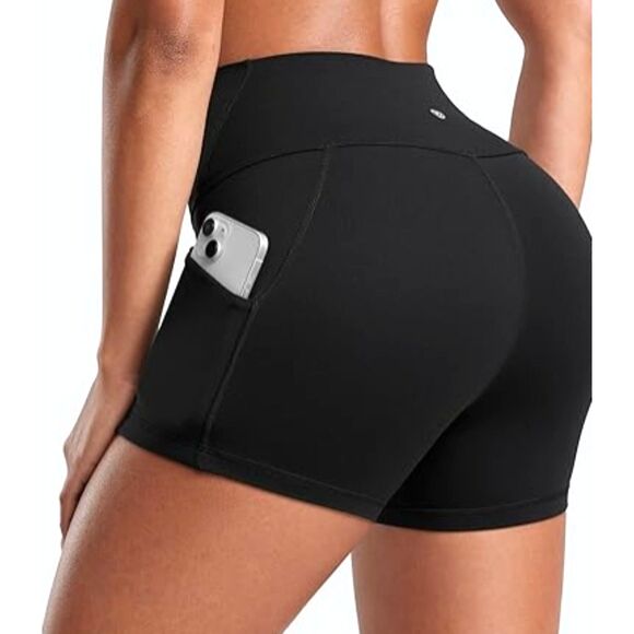 CRZ YOGA Women's High Waisted Butterluxe Biker Shorts with Pockets- 3 Inches- XS - Picture 2 of 4